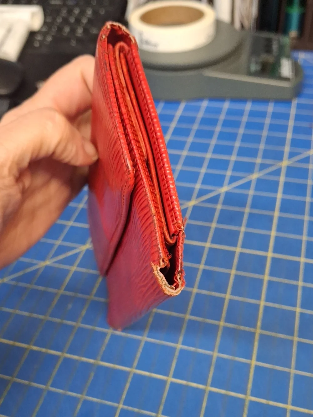 LV Louis Vuitton Red Textured Wallet 7x4 Project
